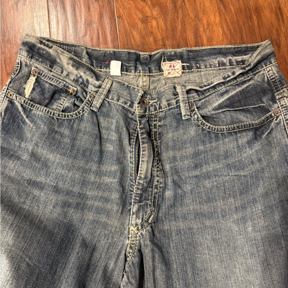 X2 Relaxed Fit Denim Jeans in Faded Blue